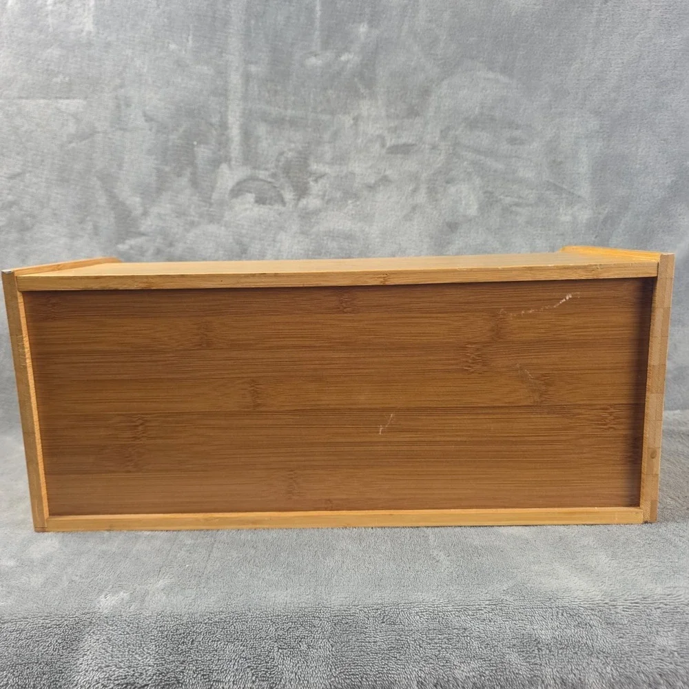 Large Rolltop Bamboo Wood Bread Box Light Natural Wood Grain
